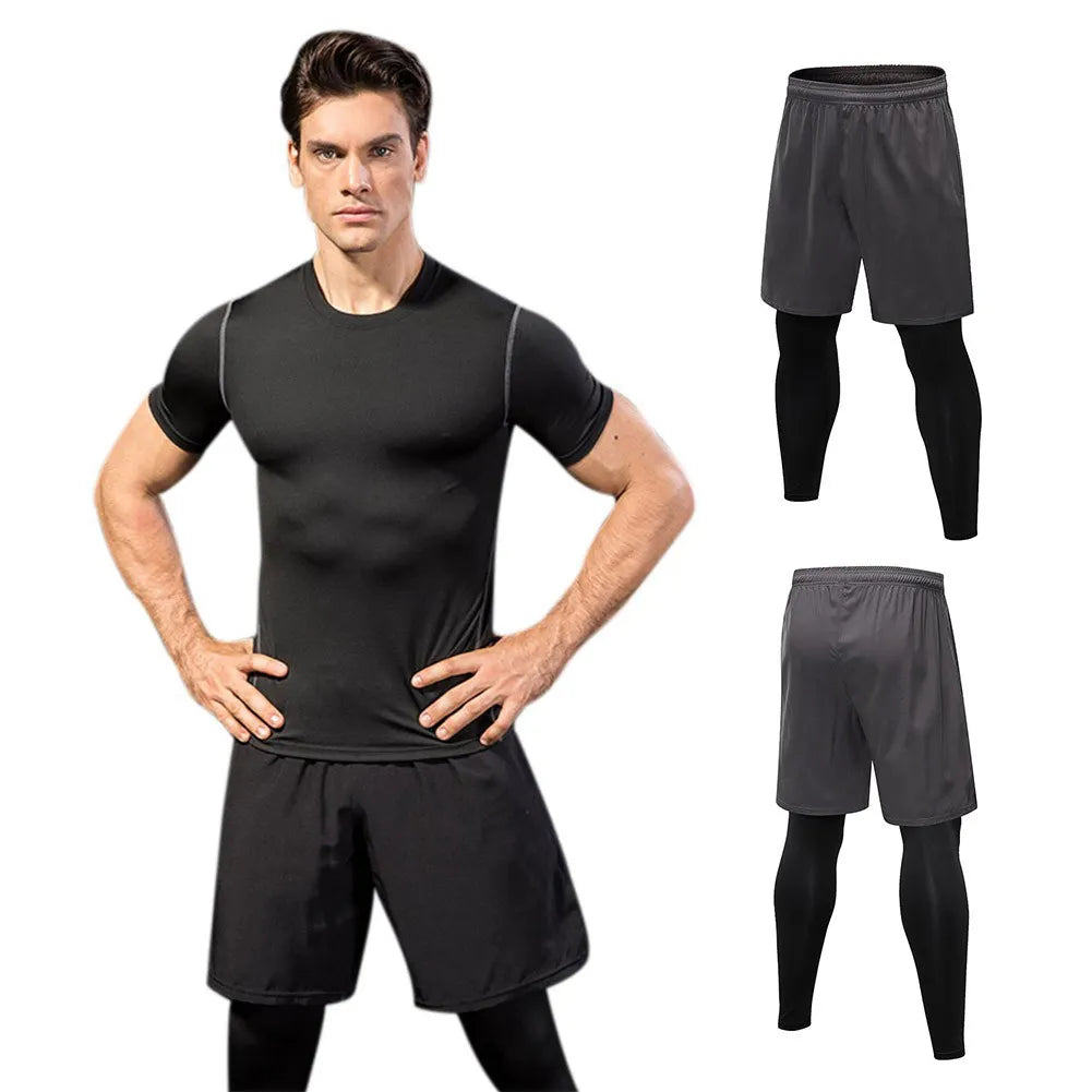 Compression Men's 2 in 1 Leggings Jogging Pants