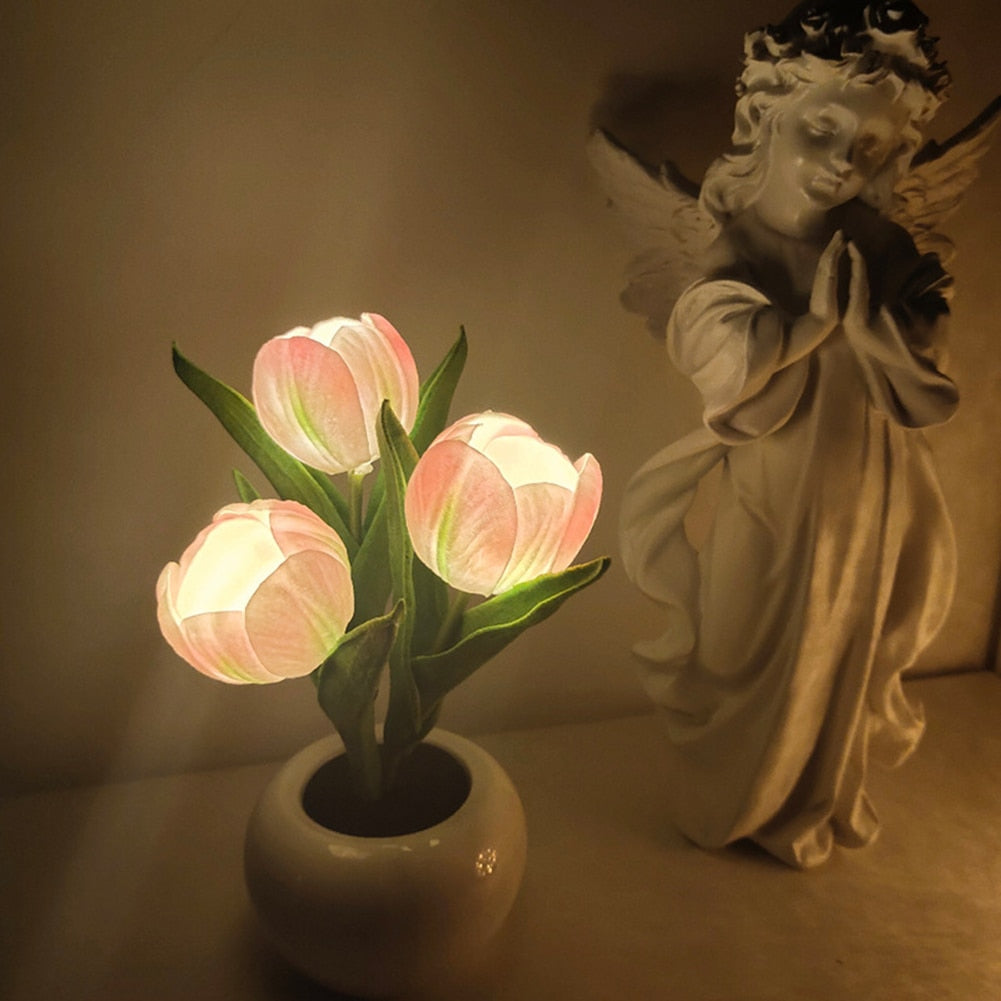 LED Tulip Night Light Flower Flowerpot Potted Plant - justforyoushopping23