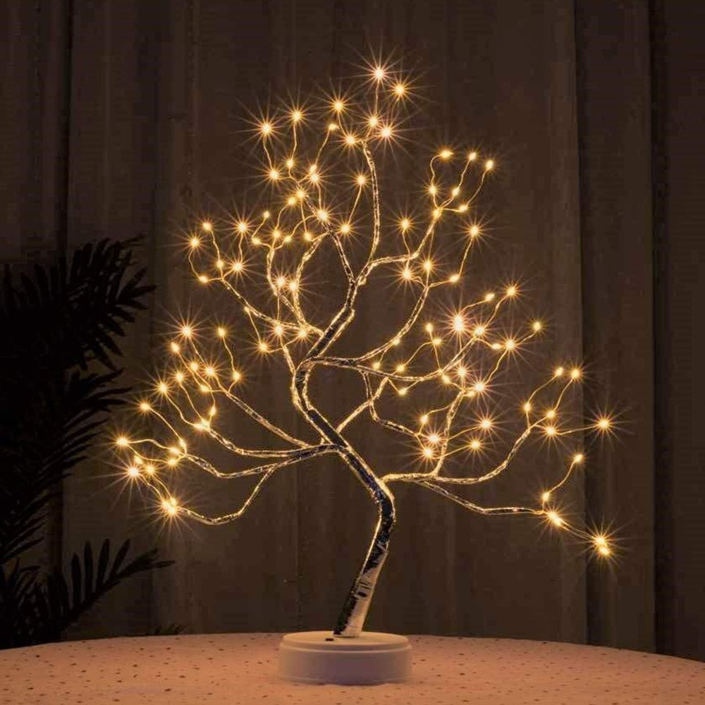 Full Sky Star Golden Leaf Willow Cherry Tree LED Night Light - justforyoushopping23