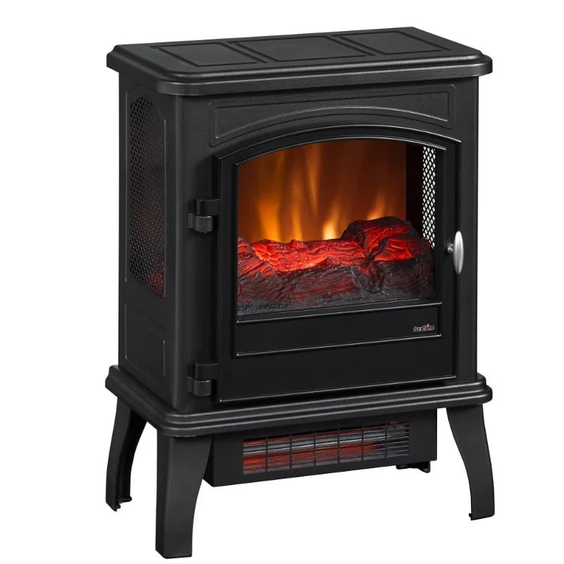 1,000 sq ft Infrared Quartz Electric Fireplace Stove Heater, Black