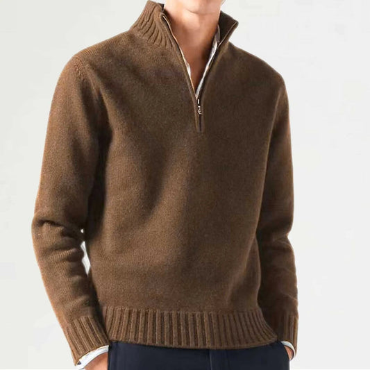 Men's Cashmere Zipper Basic Sweater Winter Men's Fleece Thicker Sweater