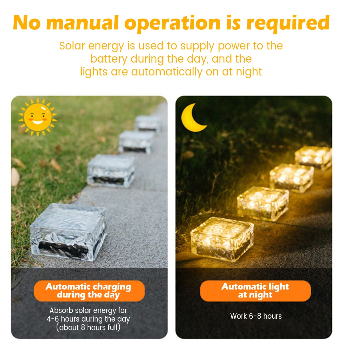 4pcs Solar LED Lights Outdoor Lawn Lamp Solar Brick Light Crystal - justforyoushopping23