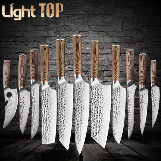 11 PCS Kitchen Tools Kitchen Knives Colored Wooden Handle Japanese Knife