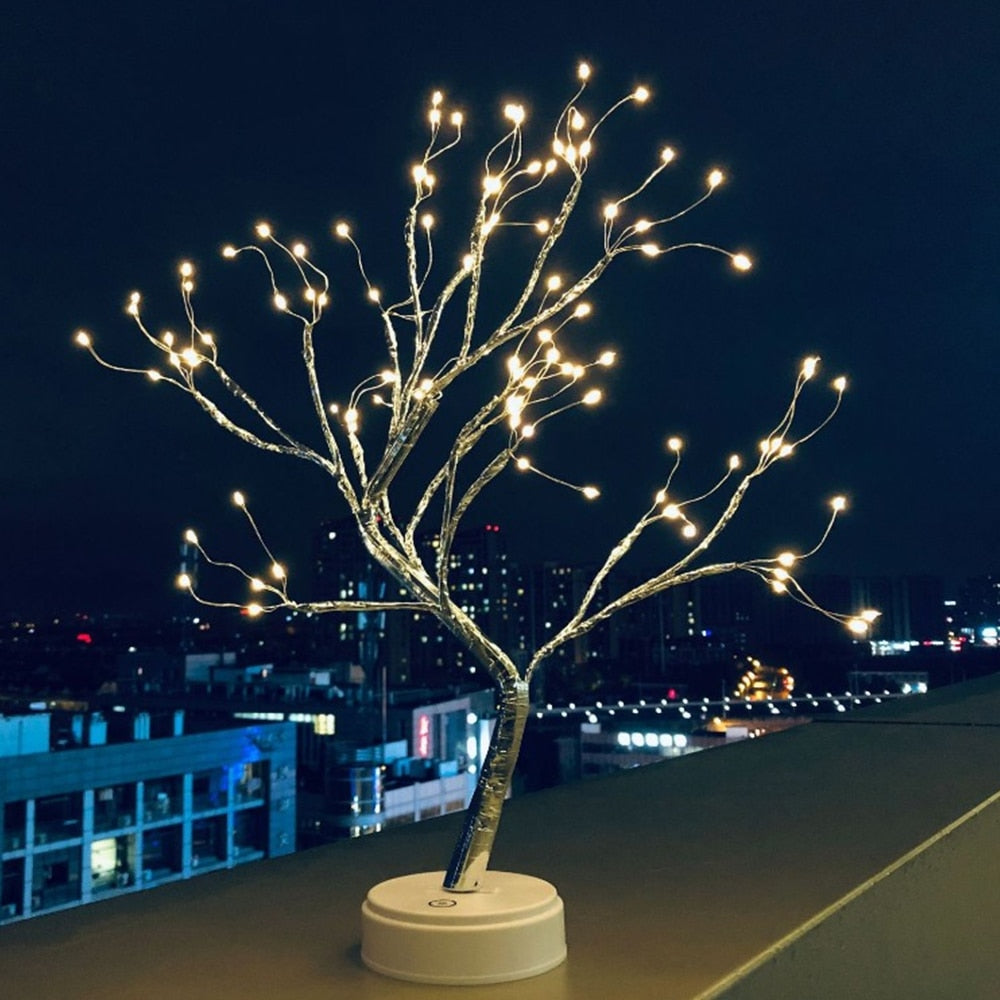 Full Sky Star Golden Leaf Willow Cherry Tree LED Night Light - justforyoushopping23