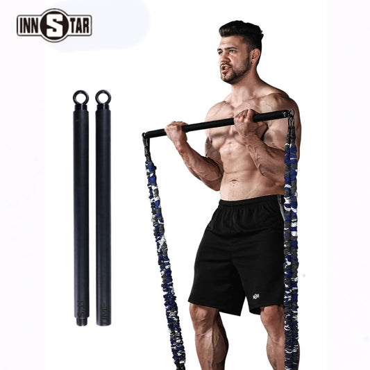 INNSTAR Removable Fitness Bar Bench Press Workout Bar Resistance Band - justforyoushopping23