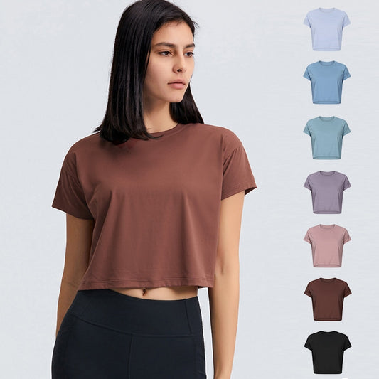 Loose Blouses Women Seamless Sport t-Shirts Sexy Yoga Crop Top - justforyoushopping23