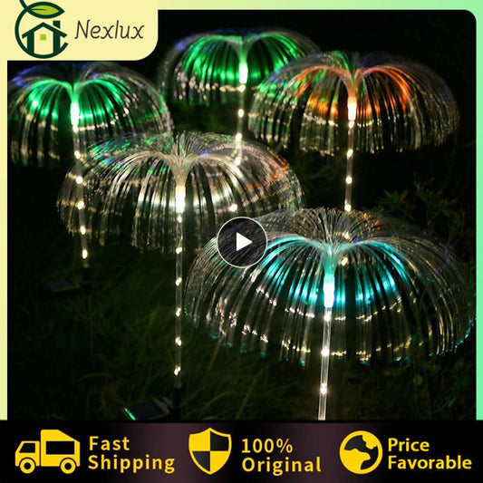 Solar Garden Lights Waterproof Fiber Optic Jellyfish Lawn Lights Outdoor Led Floodlight Patio Villa Yard Decor Street Lamp - justforyoushopping23