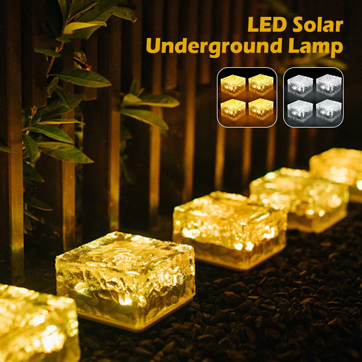 4pcs Solar LED Lights Outdoor Lawn Lamp Solar Brick Light Crystal - justforyoushopping23